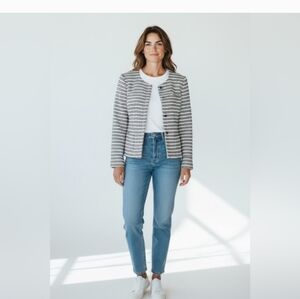 J. Crew Long Sleeve Tweed Jacket Gray Stripe Size Small #65